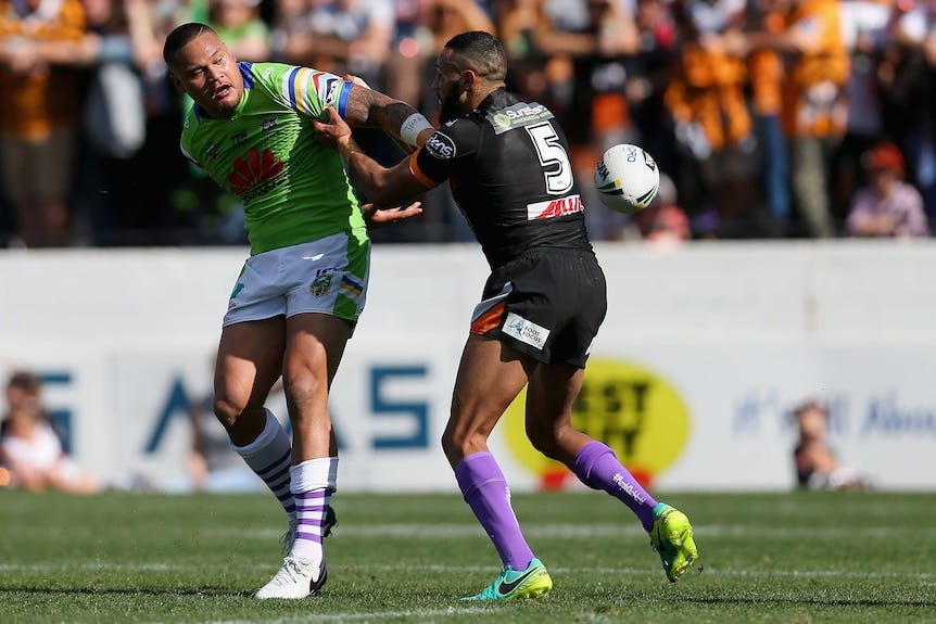 Canberra Raiders and West Tigers meet at Leichhardt Oval six years after Joey  Leilua's flick pass - ABC News