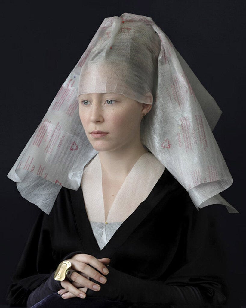 photographer suzanne jongmans recreates renaissance portraits using packaging materials