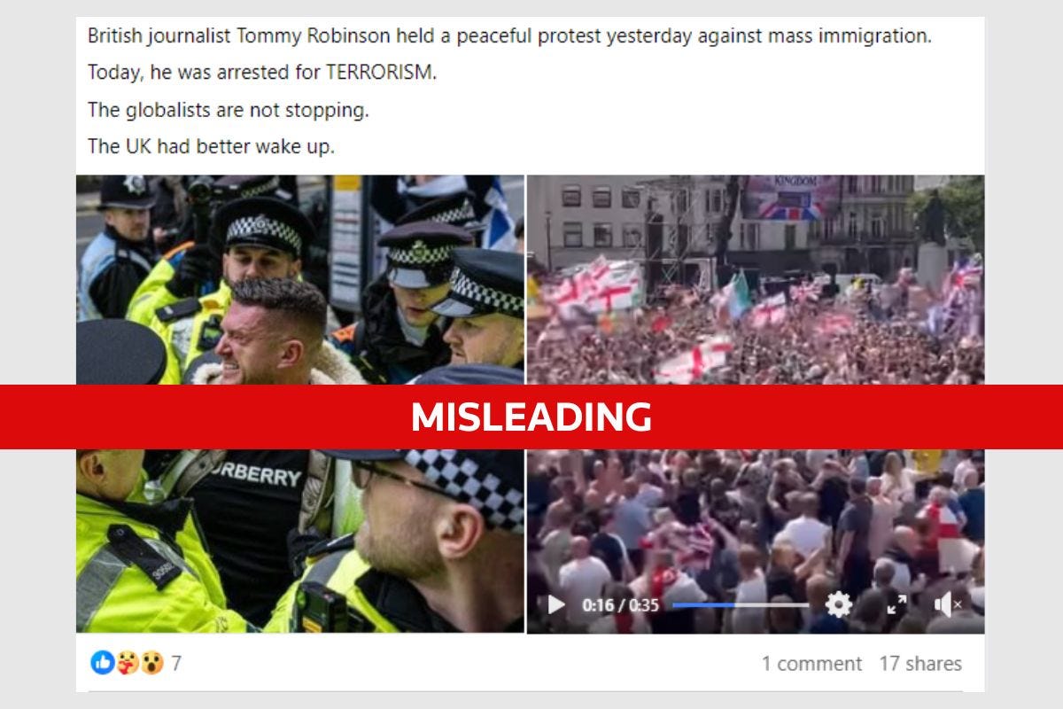 Fact Check: Tommy Robinson arrested over stop and search, not London  demonstration | Reuters