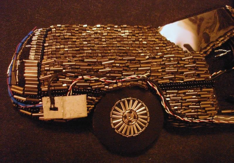 Back to the Future Parts beaded DeLorean pop art beadwork fiber mixed media artist Back to the Future Parts beaded DeLorean pop art beadwork fiber mixed media artist