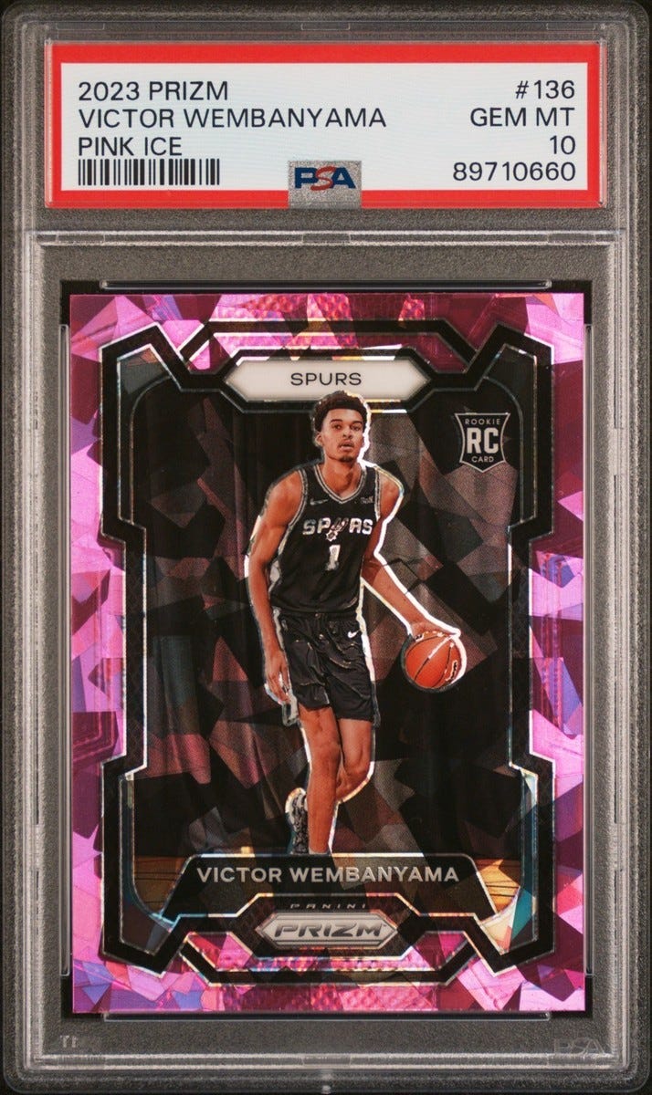 2023 Panini Prizm Victor Wembanyama #136 Pink Ice Rookie PSA 10 GEM MT 2023 Panini Prizm Victor Wembanyama #136 Pink Ice Rookie PSA 10 GEM MT