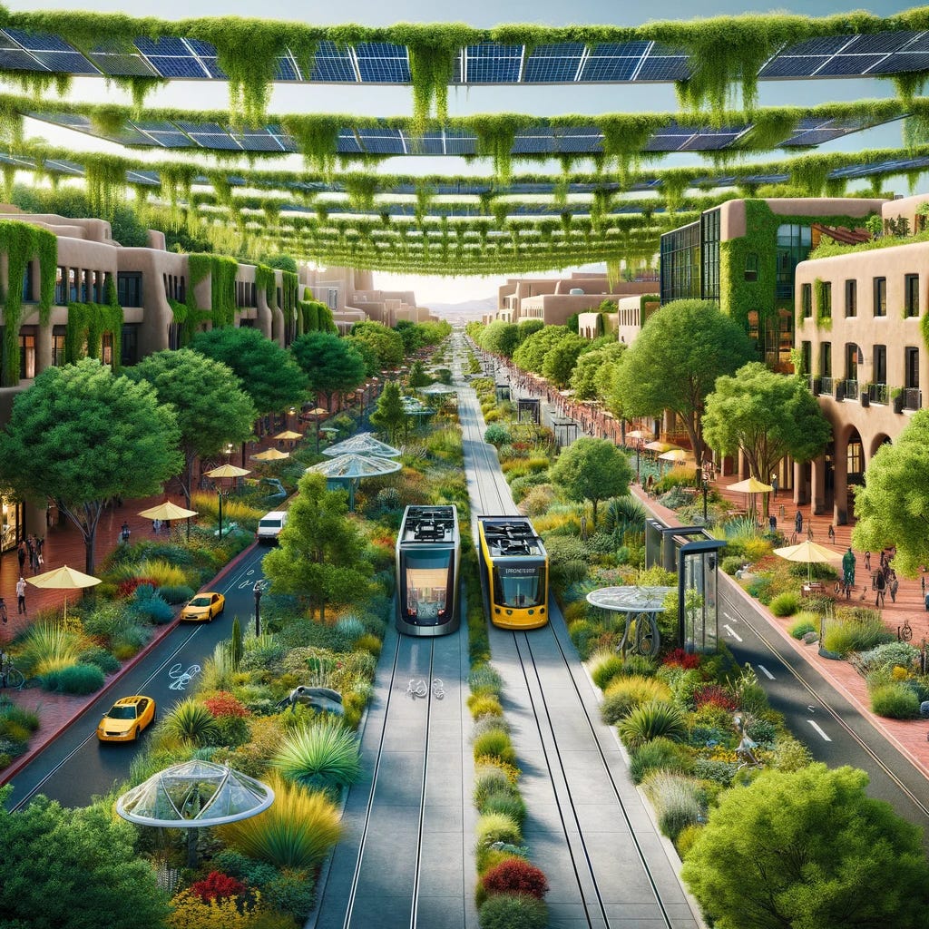 ChatGPT 4 - imagining a solarpunk Albuquerque