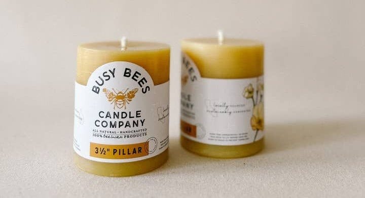 3" x 3.5" Pillar Candle for wholesale by Busy Bees Candle Co.
