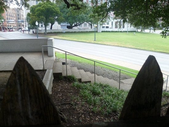 View from the famous Grassy Knoll picket fence View from the famous Grassy Knoll picket fence