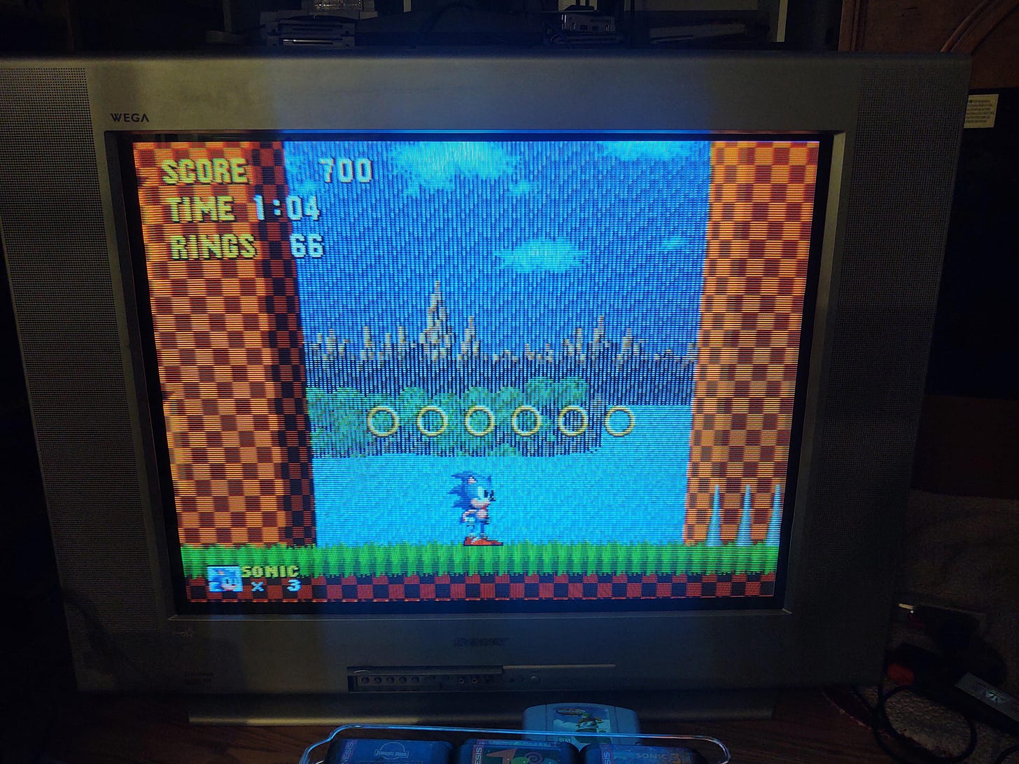 The most beautiful thing. So much better than composite. Sonic 1 on a  Genesis model 2, RGB to component transcoder, Sony KV-32FS120. : r/crtgaming