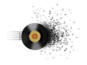 Vinyl record and music notes Vinyl record and music notes