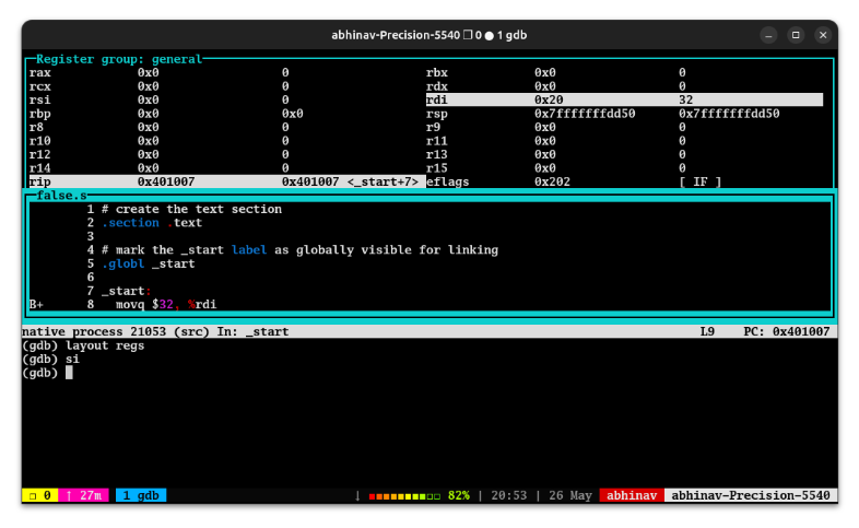 Debugging X86-64 Assembly with GDB - by Abhinav Upadhyay