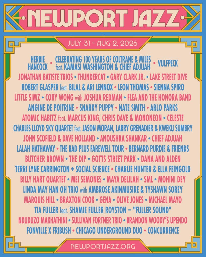 Newport Jazz Festival announces 2026 lineup.