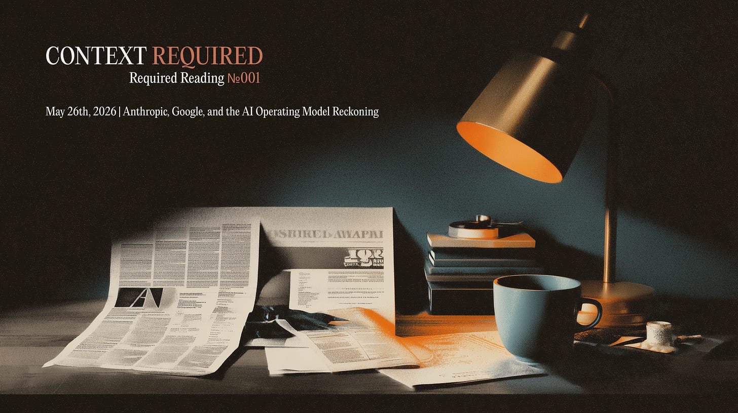 Required Reading №001 cover illustration, vintage editorial desk scene.