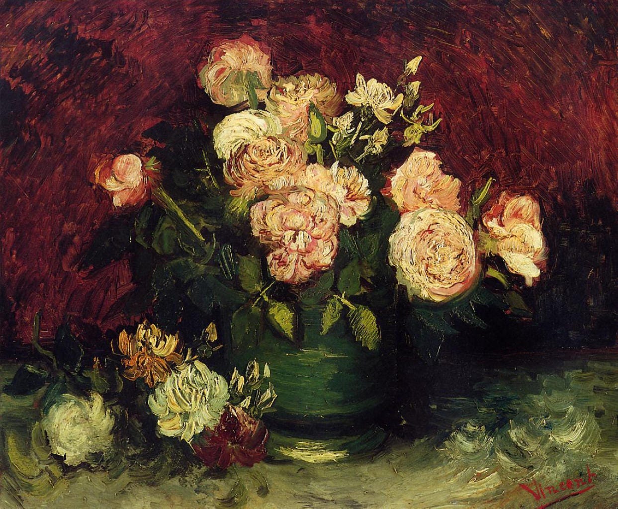 Bowl with Peonies and Roses - Vincent van Gogh - 1886; Paris, France