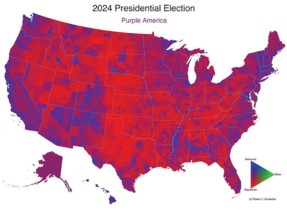 America's counties are less purple than they used to be