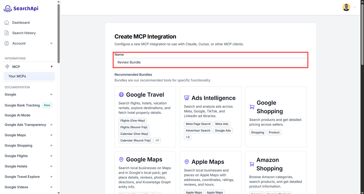 Giving your SearchApi Web Search MCP integration a name Giving your SearchApi Web Search MCP integration a name