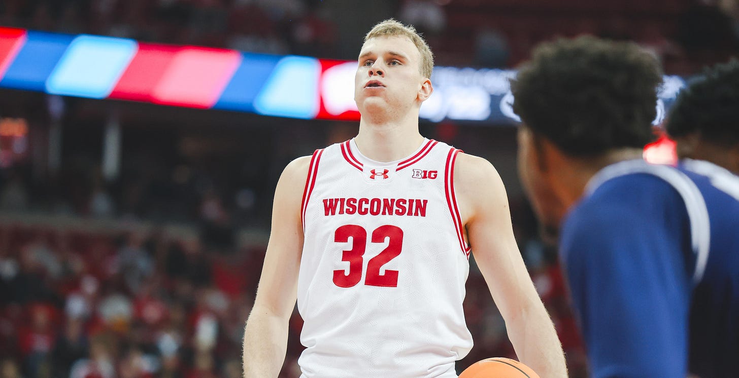 Aleksas Bieliauskas prepares to shoot a free throw in Wisconsin’s game against Northwestern Aleksas Bieliauskas prepares to shoot a free throw in Wisconsin’s game against Northwestern