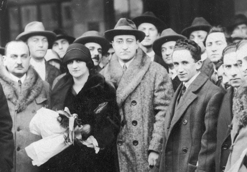 Jewish student Stanisław Steiger (middle) with his supporters after being released from prison on the false charge of trying to assassinate the Polish president in Lwów. His supporters successfully got the real perpetrators, the Ukrainian Military Organization, to admit to the crime (1925) Jewish student Stanisław Steiger (middle) with his supporters after being released from prison on the false charge of trying to assassinate the Polish president in Lwów. His supporters successfully got the real perpetrators, the Ukrainian Military Organization, to admit to the crime (1925)