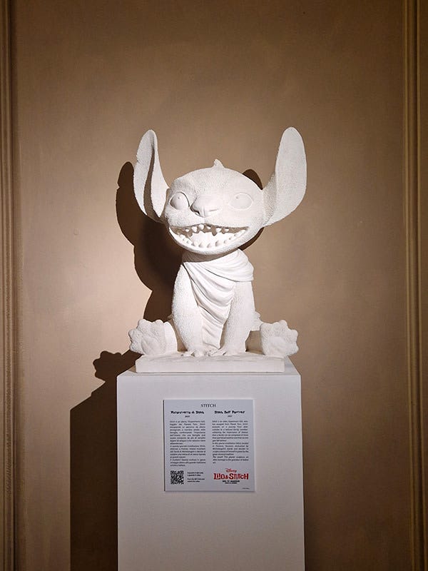 Stitch, the Disney alien at the Accademia Gallery in Florence