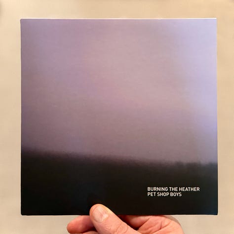 Pet Shop Boys "Hotspot" album art, and two photos of the "Burning the Heather" 7-inch single.
