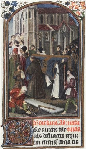 A 15th-century illustration of the medieval St Paul's Cathedral