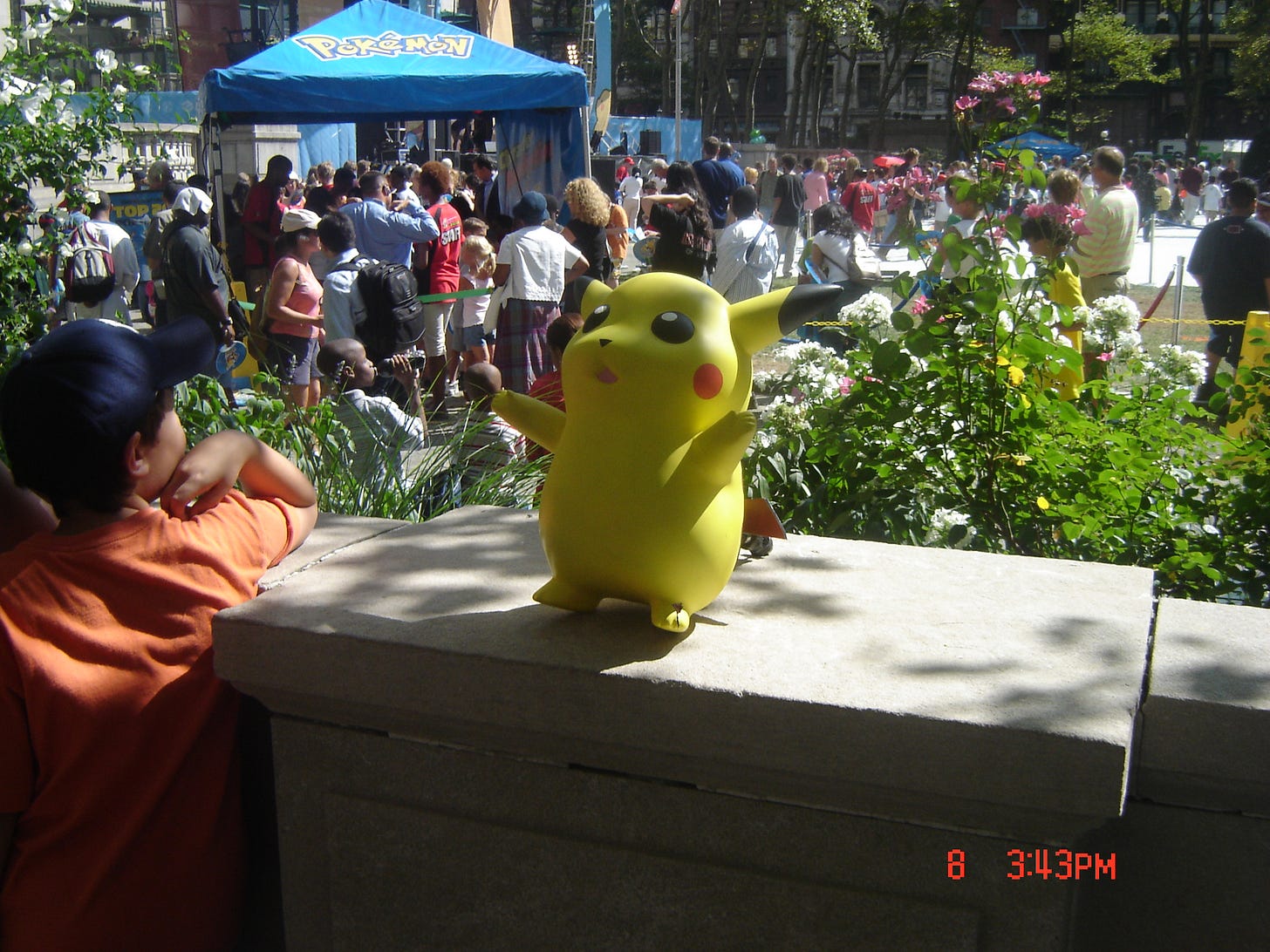 A Pikachu statue, originally from the Pokémon Center New York store