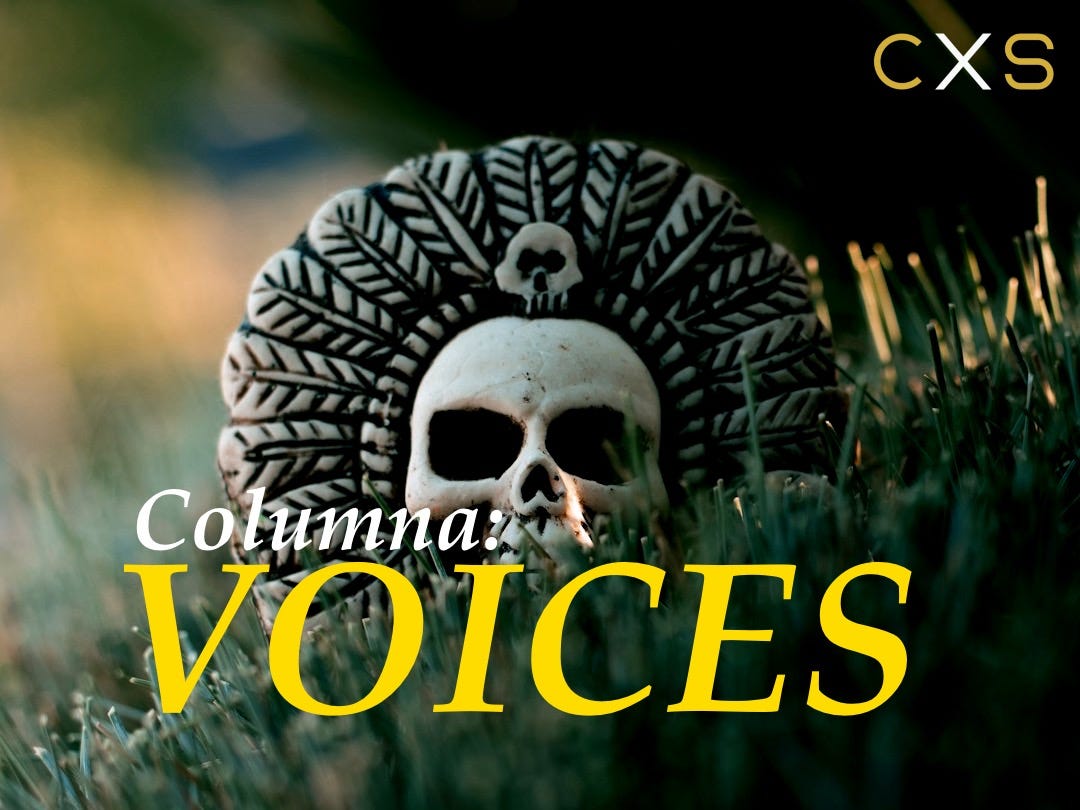 a skull sitting in the middle of some grass