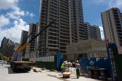 A building under construction in China. A building under construction in China.