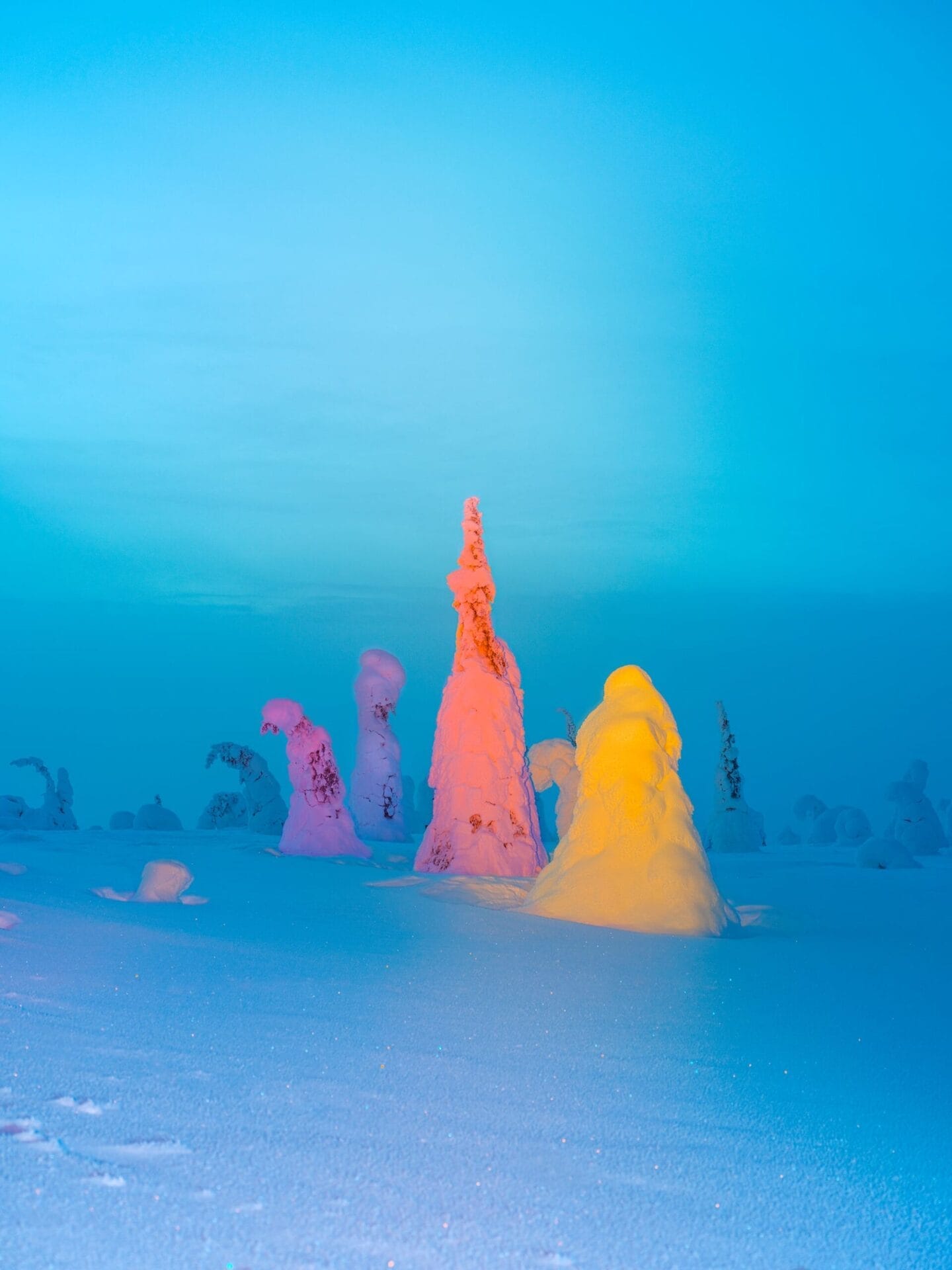 Saturated Neon Hues Veil Snowy Landscapes in Photos by Maria Lax — Colossal