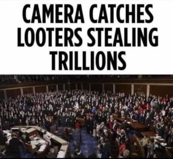 May be an image of text that says 'CAMERA CATCHES LOOTERS STEALING TRILLIONS'