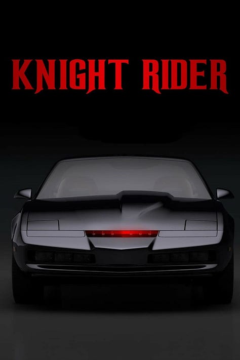 Posters of Movie and TV shows Tron, Knight Rider and Escape from New York.