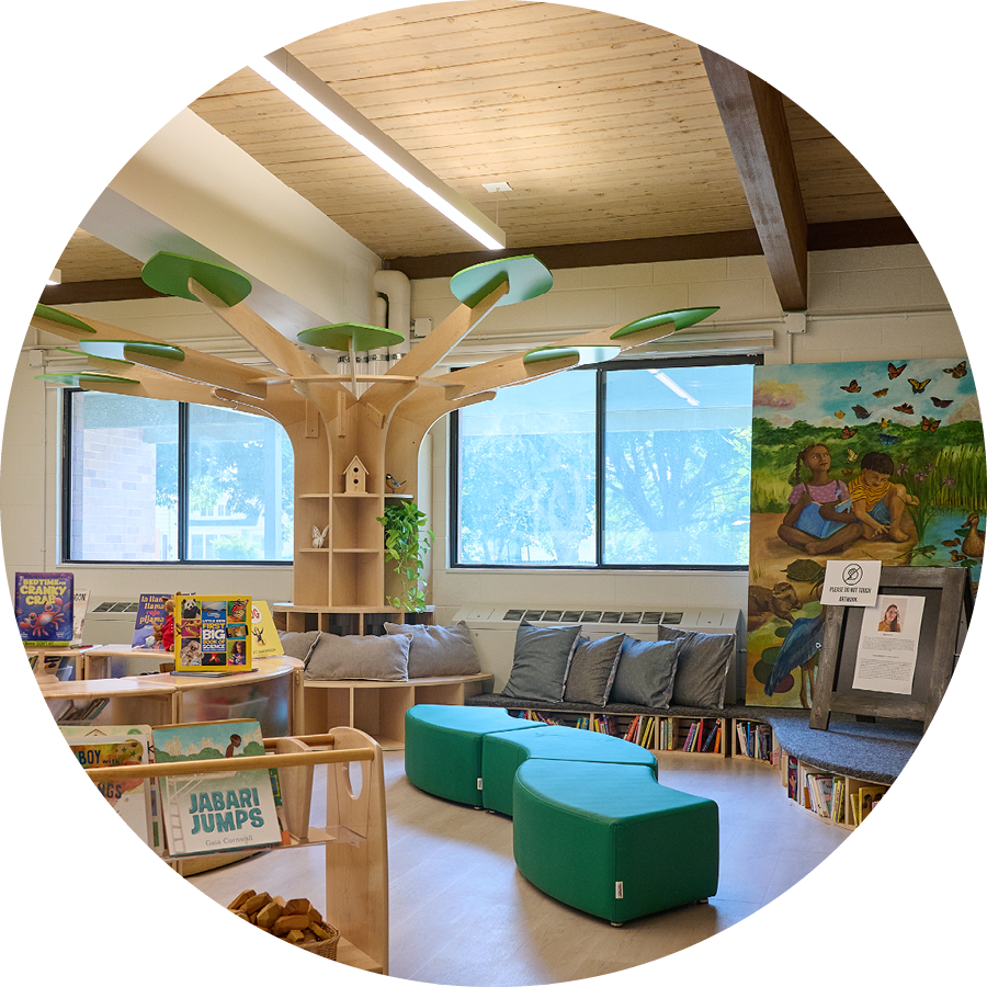 An accent wall in a learning environment, Avec Design+Build