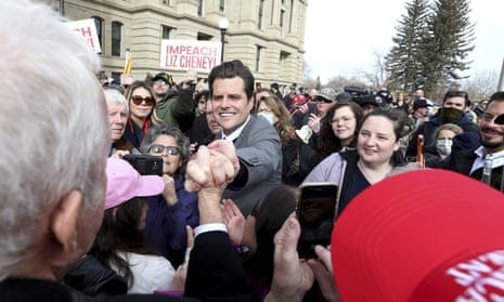 Republicans do battle: Trump ally whips up Wyoming crowd against Liz Cheney  | Republicans | The Guardian