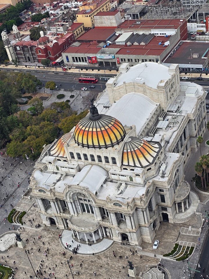 Views of Bellas Artes and Mexico City from the Latin American Tower