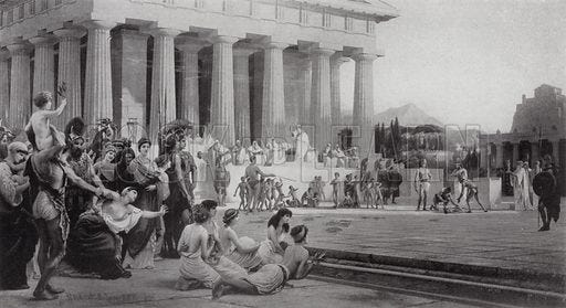 Spartan mothers watching the Diamastigosis, the ceremony … stock image |  Look and Learn