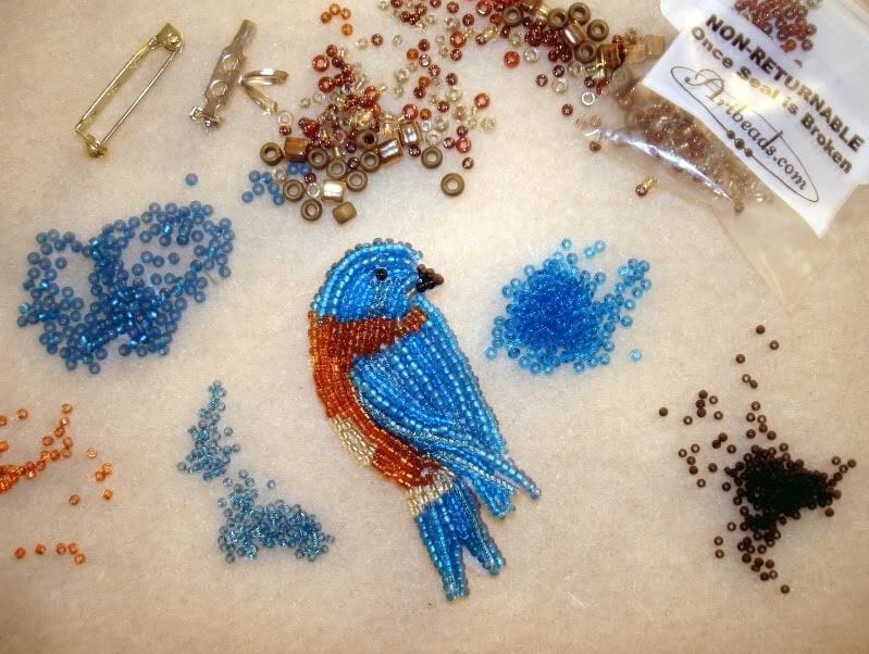 Beaded Eastern Bluebird bead embroidery bird fine art pin pendant beadwork beading blog etsy Beaded Eastern Bluebird bead embroidery bird fine art pin pendant beadwork beading blog etsy