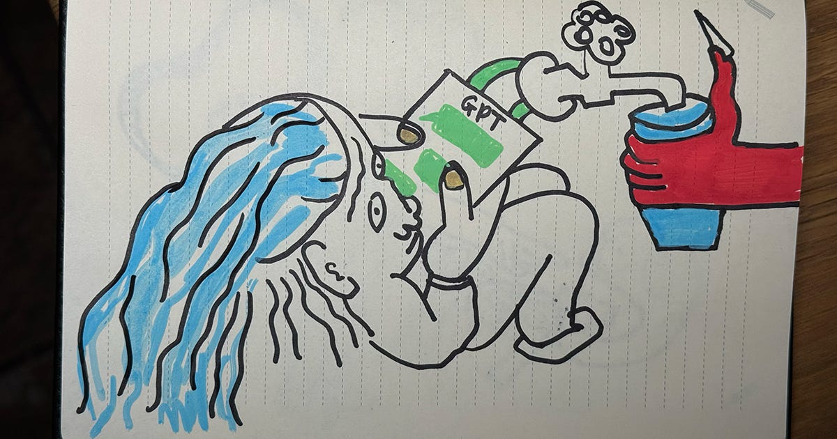 Conceptual illustration of confidential company information leaking through a ChatGPT conversation. A person holds a smartphone displaying ChatGPT while water flows from an opened head through the phone into a glass held by a red symbolic hand, representing risks involving contracts, trade secrets, personal data and legally protected information Conceptual illustration of confidential company information leaking through a ChatGPT conversation. A person holds a smartphone displaying ChatGPT while water flows from an opened head through the phone into a glass held by a red symbolic hand, representing risks involving contracts, trade secrets, personal data and legally protected information