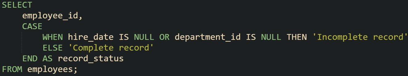 Writing CASE Expressions That Handle Nulls Well in SQL
