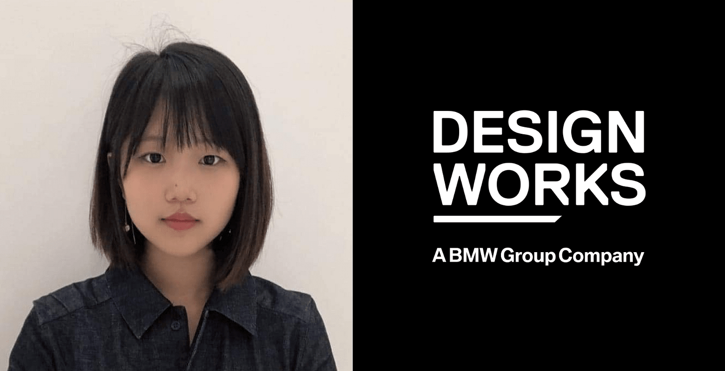 Rina Kim, CMU MHCI student and Interaction Design intern at Designworks (left). Designworks company logo (right) Rina Kim, CMU MHCI student and Interaction Design intern at Designworks (left). Designworks company logo (right)