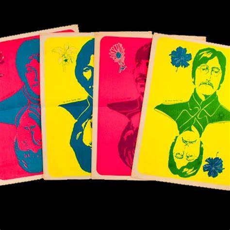Set of Four Vintage Black Light Posters of The Beatles '67 | EBTH