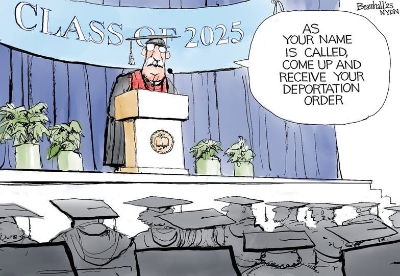 May be an image of ‎text that says '‎CLASS On 2025 Bramhall'25 NYDN AS YOUR NAME IS CALLED, COME UP AND RECEIVE YOUR DEPORTATION ORDER سبن 人地‎'‎