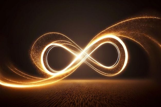 This may contain: an image of a light painting in the shape of a infinite sign on a dark background