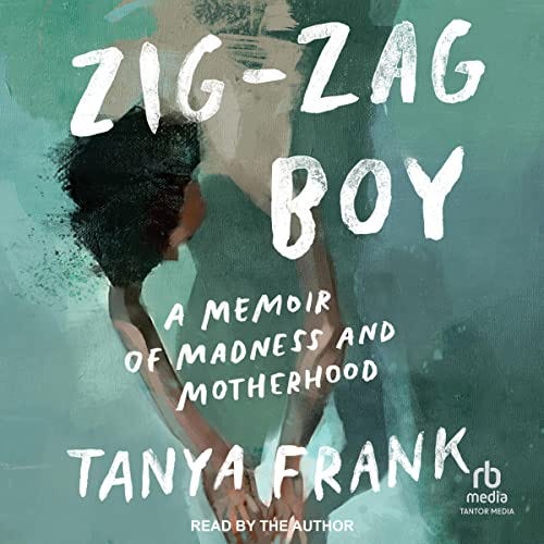 Aqua book cover with a boy swimming and a woman with short dark hair looking toward it