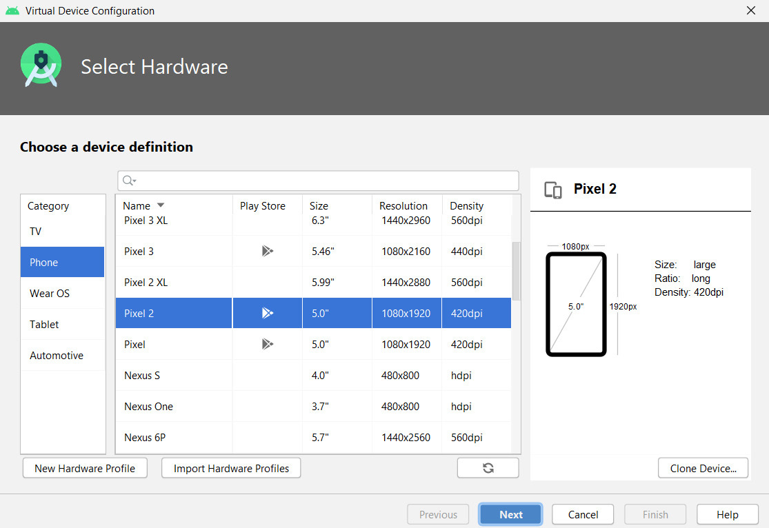 Figure 5.14 – The Select Hardware window