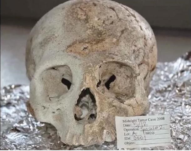 A skull found in the Midnight Terror Cave, Belize A skull found in the Midnight Terror Cave, Belize
