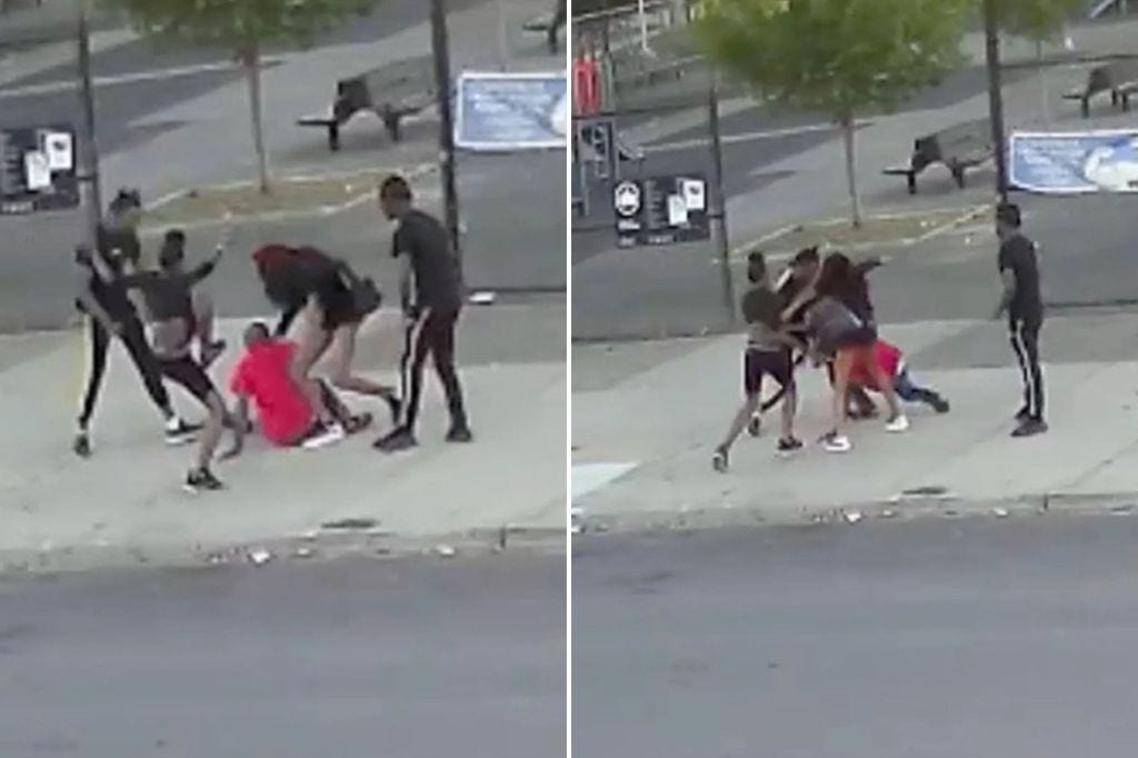 Horrifying footage shows NYC taxi driver Kutin Gyimah being attacked by five of his passengers who allegedly attempted to rob the cabbie.