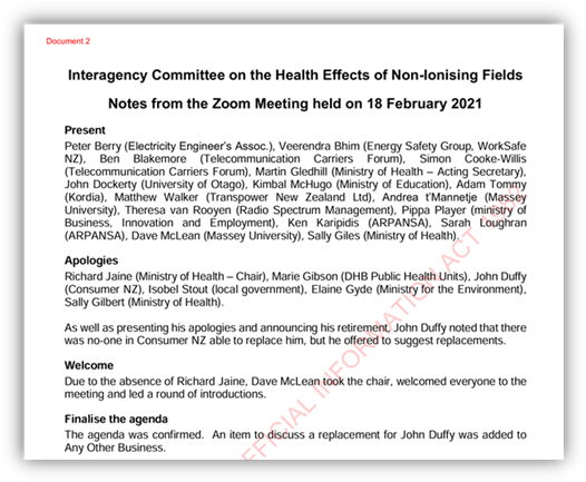 The image contains a document screenshot from a Zoom meeting on February 18, 2021, discussing the health effects of non-ionizing fields.

AI-generated content may be incorrect.