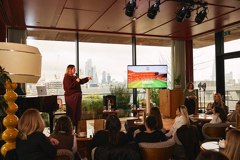 More photos from Alice's keynote talk at NXT LEAGUE, showing more slides, Alice on stage, and an audience member asking a question.