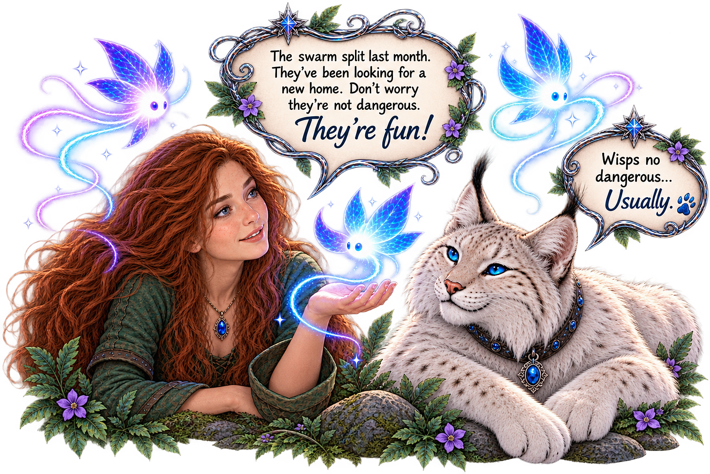 Angelika saying wisps are fun and safe. Jynx says safe.... ususally. Angelika saying wisps are fun and safe. Jynx says safe.... ususally.