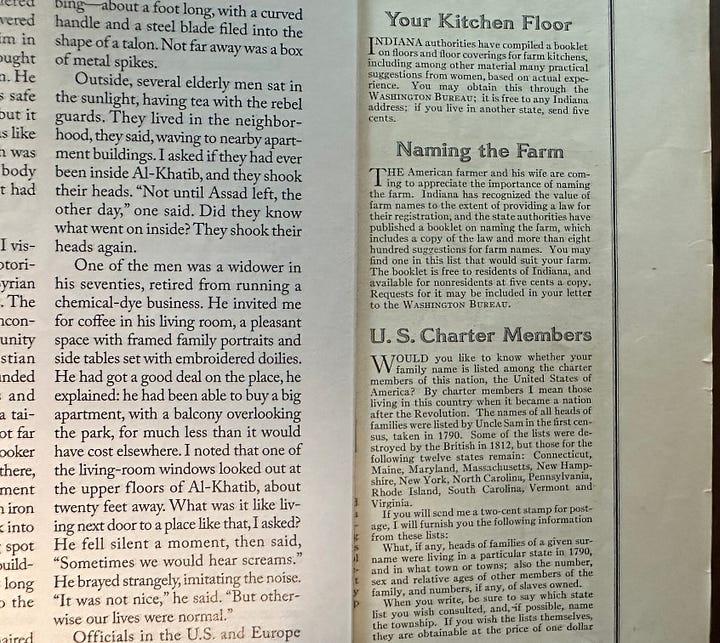 Comparison between modern New Yorker magazines and Ladies' Home Journals from 1916