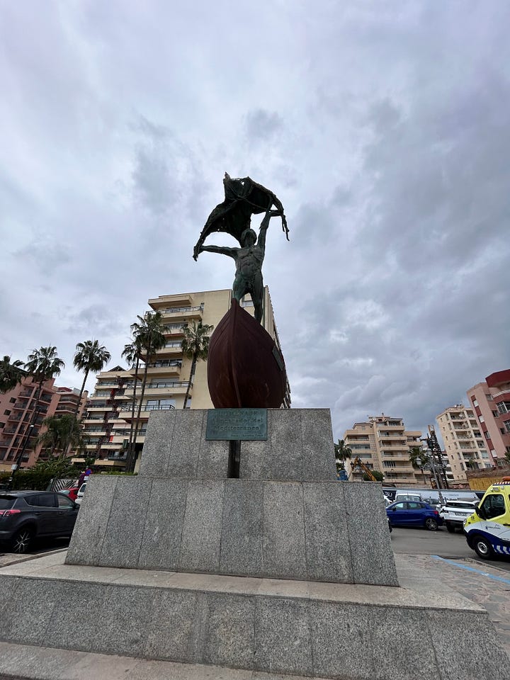 Stumbling on statues In Torremolinos.