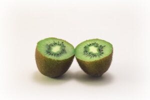 a kiwi fruit cut in half