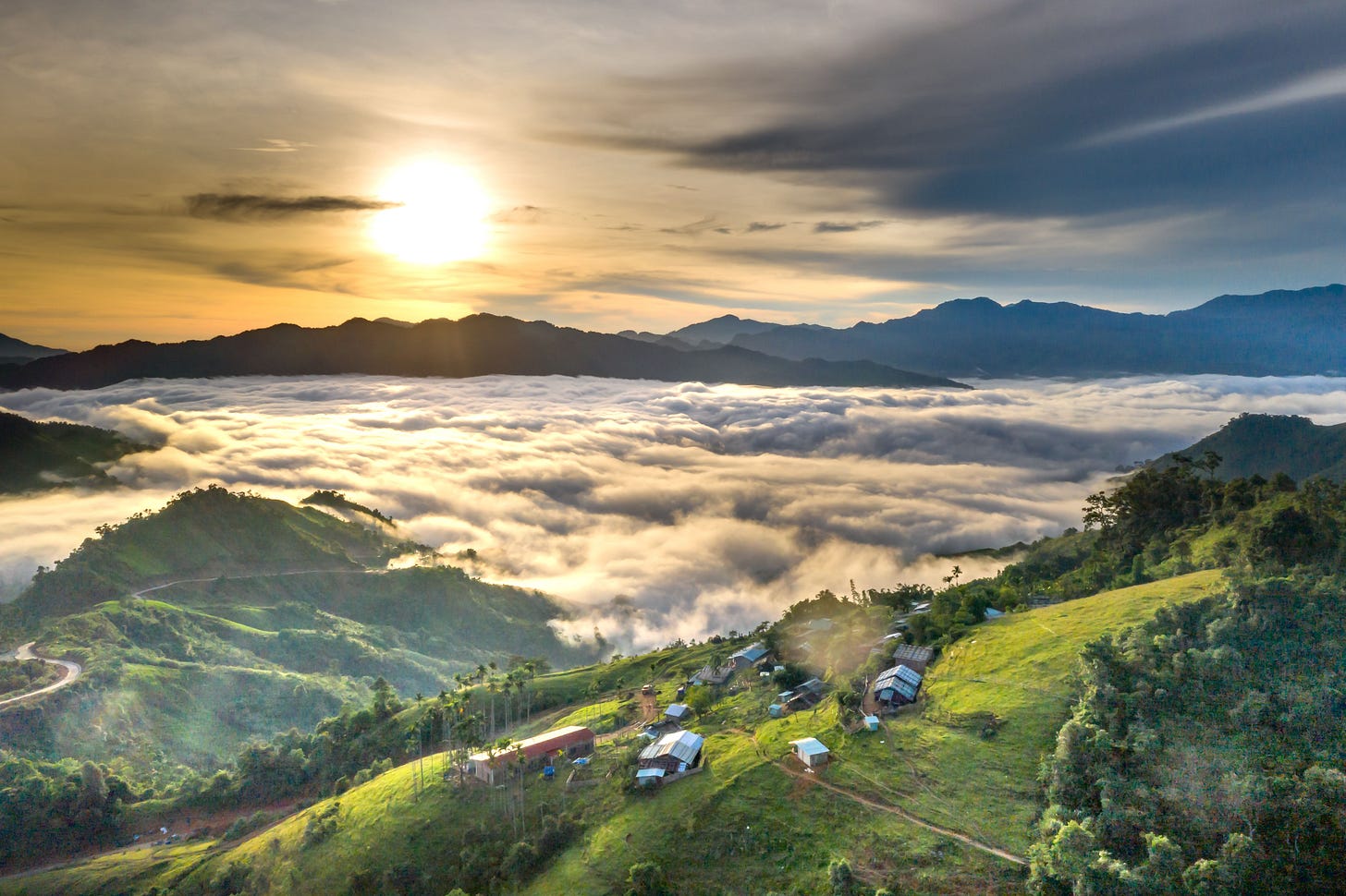 The scenery of southeast asian highland in the morning. The scenery of southeast asian highland in the morning.