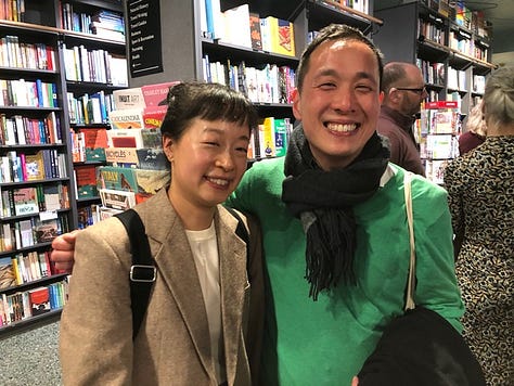 A grid of nine photographs of various groups of people at the book launch